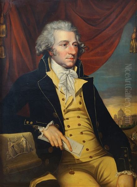 Portrait Of Sir John Coxe Hippisley, 1st Baronet (1746-1825) Oil Painting by Hugh Douglas Hamilton