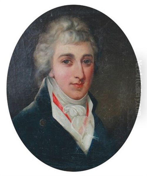 Believed To Be A Portrait Of The Hon. Arthur Wellesley, Later 1st Duke Of Wellington, Wearing A Blue Jacket And The Red Ribbon Of An Order Oil Painting by Hugh Douglas Hamilton