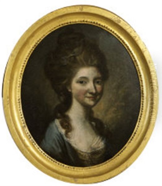 Portrait Of A Lady In Blue Dress Oil Painting by Hugh Douglas Hamilton