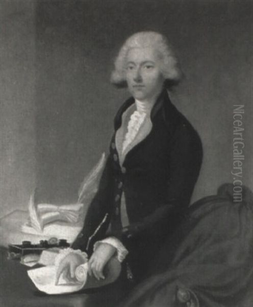 Portrait Of The Rt. Honorable William Pitt, With Scrolls And Documents Oil Painting by Hugh Douglas Hamilton