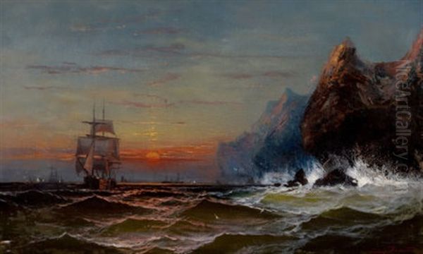 Rounding The Cape, Sunset Oil Painting by James Hamilton