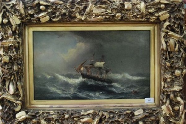 Ship At Sea Oil Painting by James Hamilton