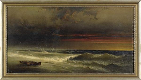 Sunset Coastal Scene Oil Painting by James Hamilton