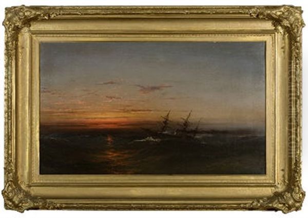 Sunset At Sea Oil Painting by James Hamilton