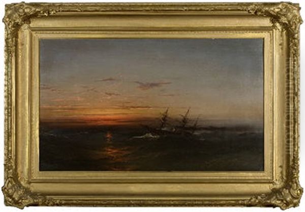 Sunset At Sea Oil Painting by James Hamilton