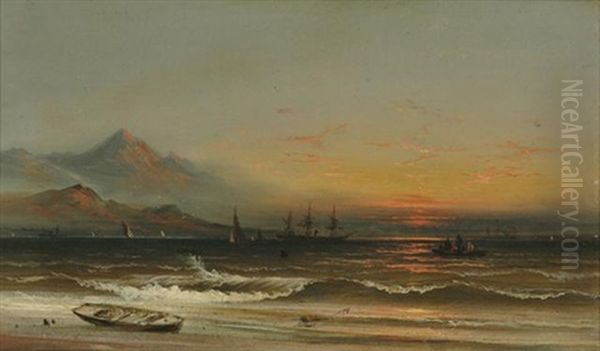 Sunrise On The Coast Of Wales Oil Painting by James Hamilton