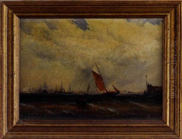 Harbor Scene Oil Painting by James Hamilton