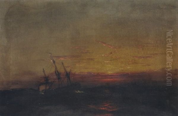 Sailing At Sunset Oil Painting by James Hamilton