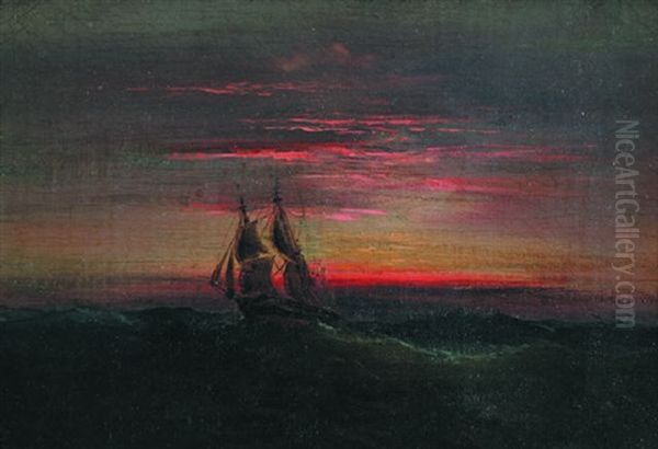 Sail At Sunset Oil Painting by James Hamilton