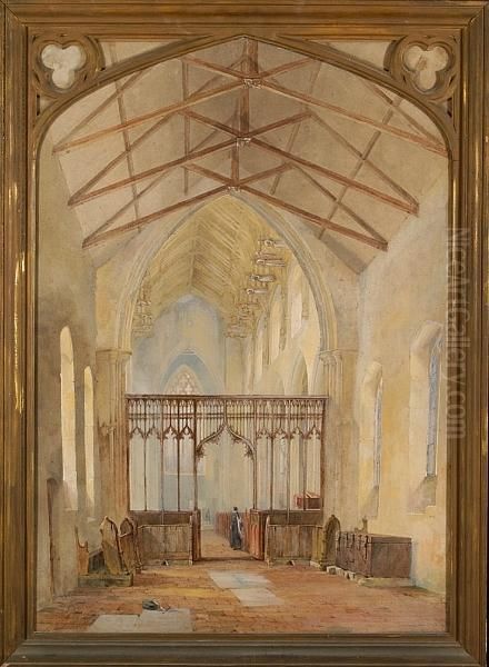 Interior Of South Creake Church, Norfolk Oil Painting by John Edward Bale