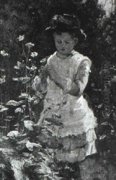 Picking Flowers Oil Painting by James Hamilton