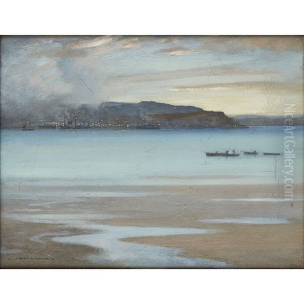 At Dusk On The Clyde Oil Painting by James Whitelaw Hamilton