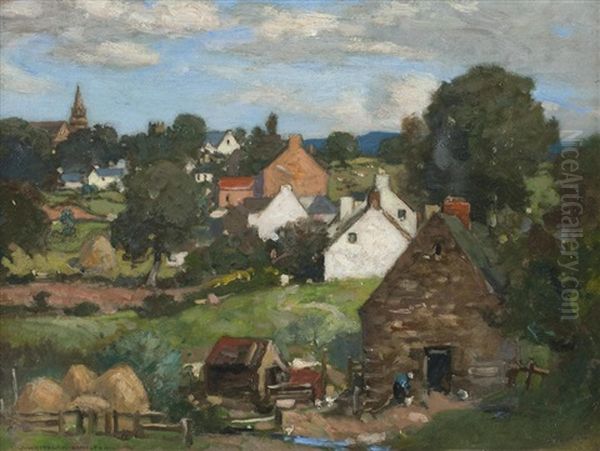 A Village, Probably Berwickshire Oil Painting by James Whitelaw Hamilton