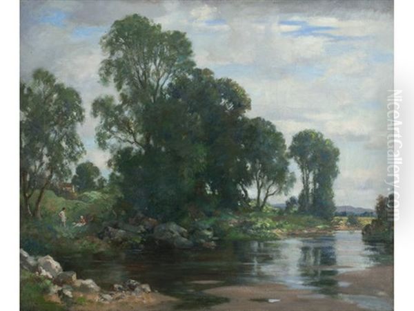 Noonday By The River Oil Painting by James Whitelaw Hamilton