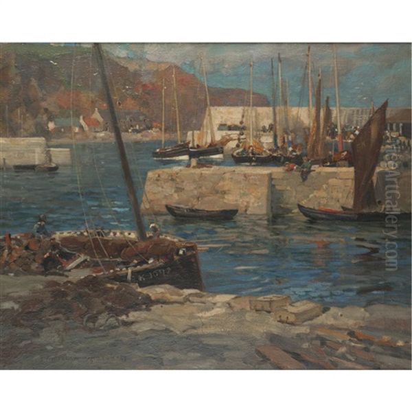 Harbour Scene, Berwick On Tweed Oil Painting by James Whitelaw Hamilton