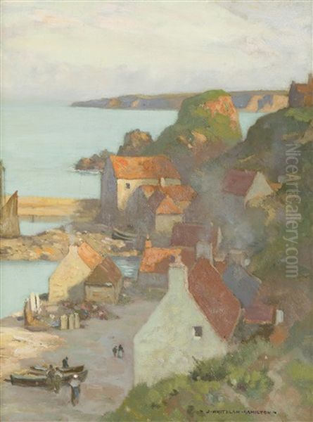 On The Cliffs St. Abbs Oil Painting by James Whitelaw Hamilton