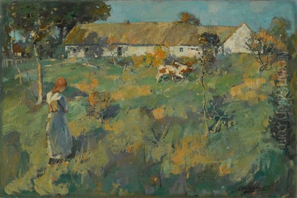 Madchen Auf Der Weide Oil Painting by James Whitelaw Hamilton