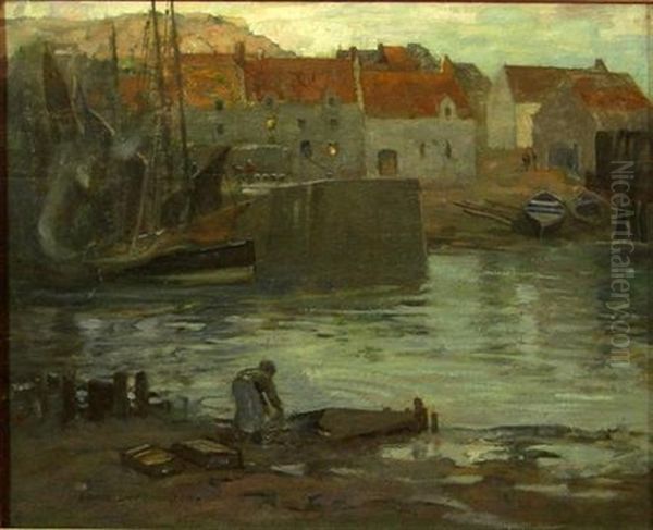 In The Harbor Oil Painting by James Whitelaw Hamilton