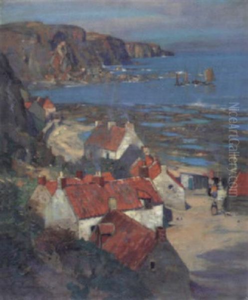 Village By The North Sea Oil Painting by James Whitelaw Hamilton