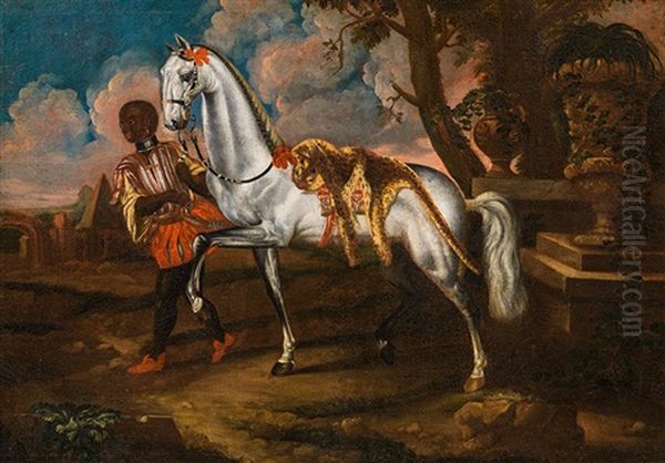 Lipizzan With A Leopard Skin Oil Painting by Johann Georg de Hamilton