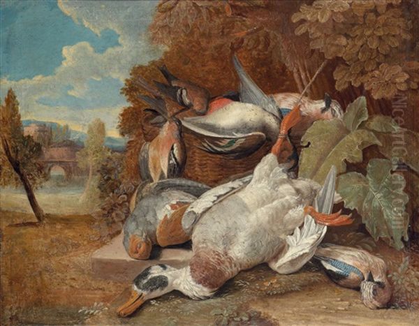 Jagdstillleben Mit Erlegtem Wildgeflugel Oil Painting by Johann Georg de Hamilton