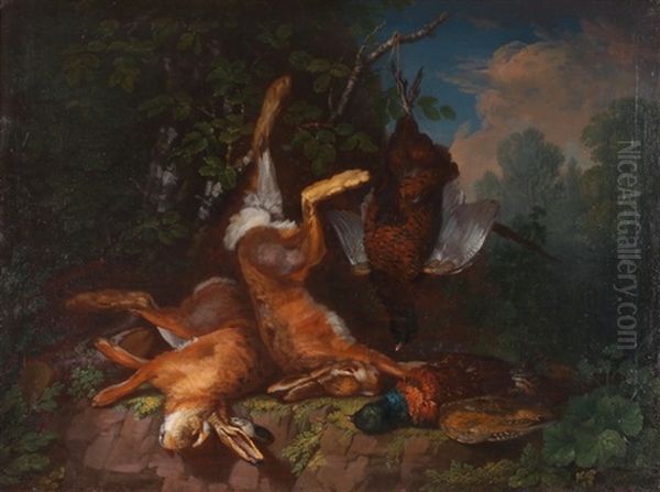 Grosses Jagdstillleben Mit Hasen Und Fasanen Oil Painting by Johann Georg de Hamilton