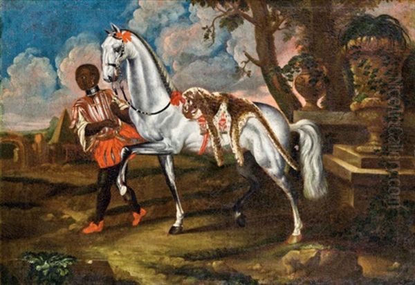 Lipizzaner Mit Dem Fell Eines Leoparden Oil Painting by Johann Georg de Hamilton