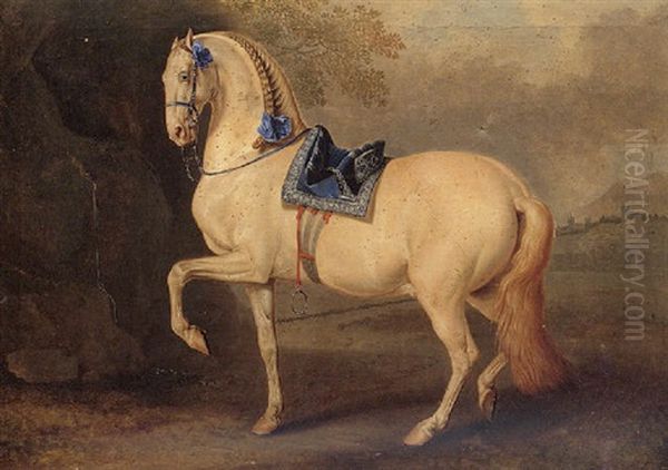 A Lipizzaner Stallion Oil Painting by Johann Georg de Hamilton