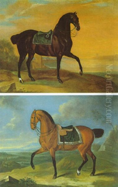 Schreitender Pferde: Brauner Oil Painting by Johann Georg de Hamilton