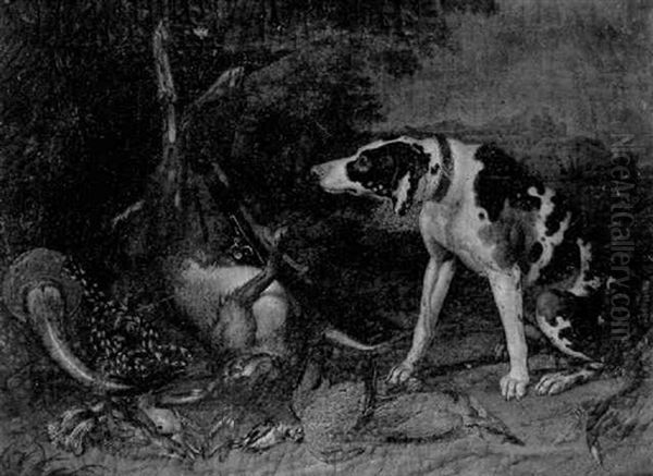 Le Chien Surveillant Le Trophee De Chasse Oil Painting by Johann Georg de Hamilton