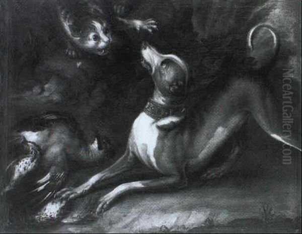 Jagdhunde Mit Erlegten Vogeln Oil Painting by Johann Georg de Hamilton