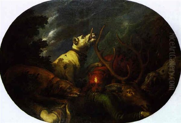 Der Tod Des Actaeon Oil Painting by Johann Georg de Hamilton