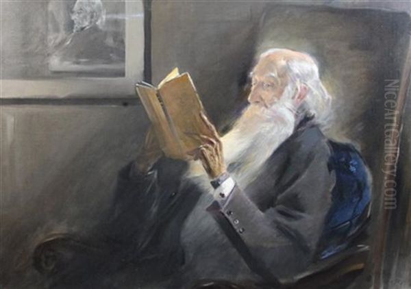 Portrait Of Lord Armistead, Seated Reading A Book Oil Painting by John McClure Hamilton