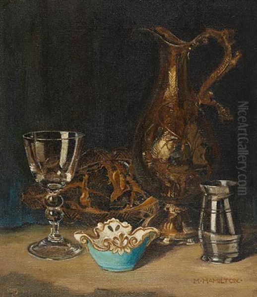 Still Life With Vase Oil Painting by Margaret (Maggie) Hamilton