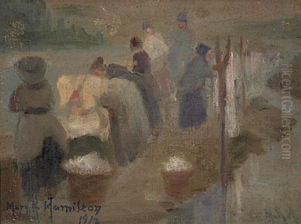 Wash Day, France (sketch) Oil Painting by Mary Ritter Hamilton