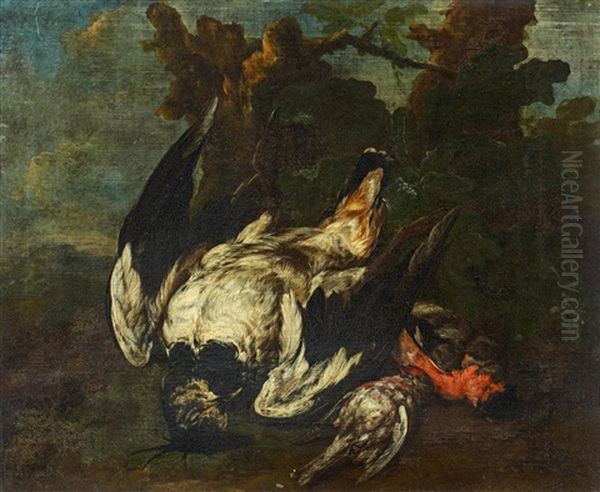 Jagdstillleben Mit Erlegte Singvogeln Oil Painting by Philipp Ferdinand de Hamilton