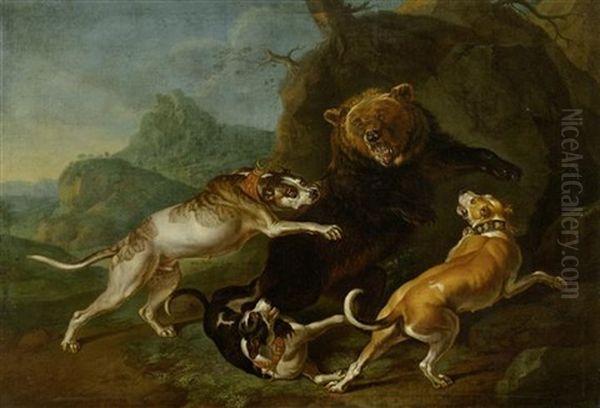 Gegenstucke: Wildschwein- Und Barenjagd (pair) Oil Painting by Philipp Ferdinand de Hamilton