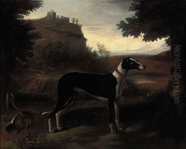 A Hound In A Landscape Oil Painting by Philipp Ferdinand de Hamilton