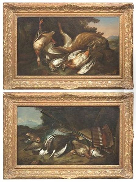 Jagdstilleben Mit Wild Und Geflugel (pair) Oil Painting by Philipp Ferdinand de Hamilton