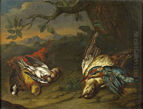 Nature Morte Aux Oiseaux Oil Painting by Philipp Ferdinand de Hamilton