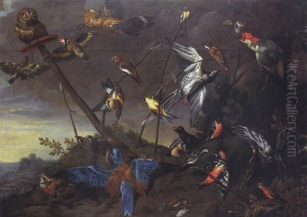 Oiseaux Dans Un Parc Oil Painting by Philipp Ferdinand de Hamilton