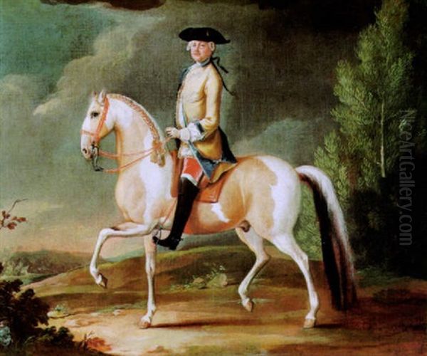 Ein Offizier Zu Pferd In Einer Bewaldeten Landschaft Oil Painting by Philipp Ferdinand de Hamilton