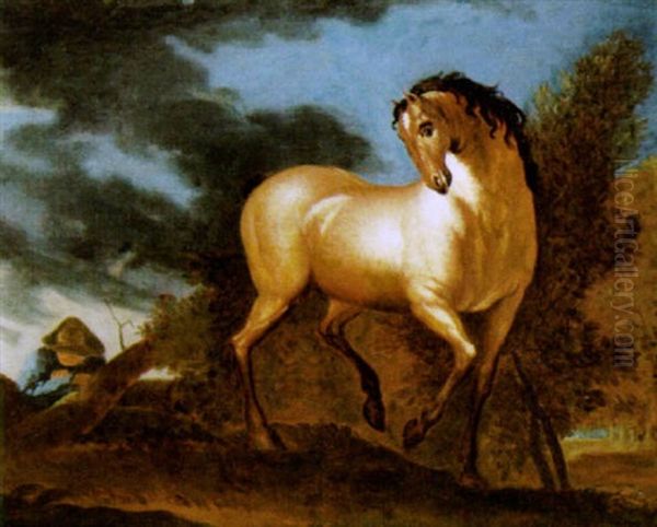 Braunes Pferd In Einer Waldlandschaft Oil Painting by Philipp Ferdinand de Hamilton