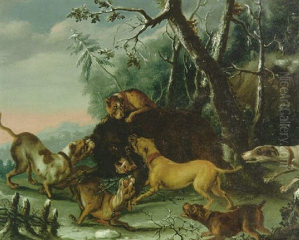 Jagdhunde Stellen Einen Eber Oil Painting by Philipp Ferdinand de Hamilton