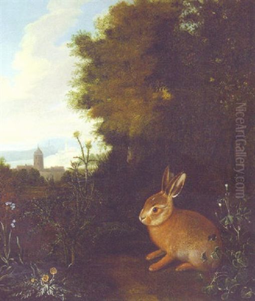 A Rabbit On The Edge Of A Wood, Villages Beyond by Philipp Ferdinand de Hamilton