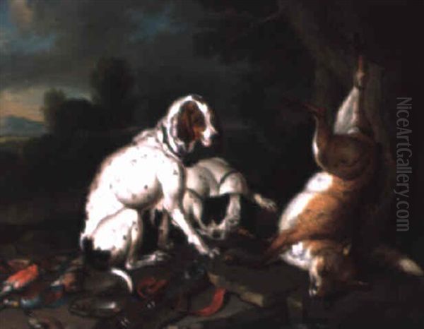 Chiens De Chasse Et Renard Oil Painting by Philipp Ferdinand de Hamilton