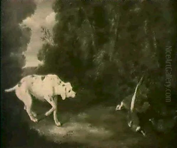 Ein Jagdhund Und Fasane In Einer Waldlandschaft Oil Painting by Philipp Ferdinand de Hamilton