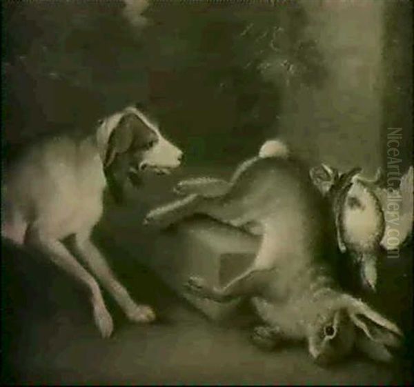 Ein Jagdhund Mit Erlegtem Wild Oil Painting by Philipp Ferdinand de Hamilton