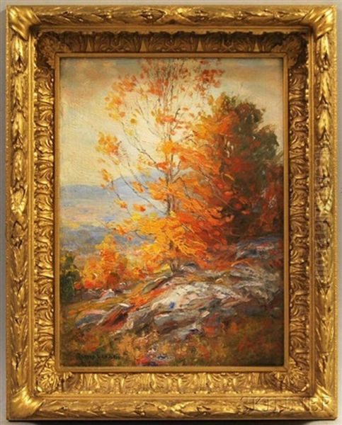 Landscape With Autumn Colors Oil Painting by Robert Hamilton