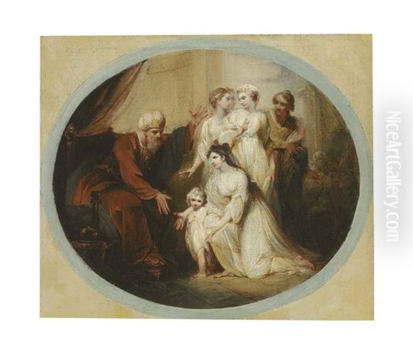 A Scene From The Antique Or The Old Testament, Possibly Hannah Presenting Samuel To Eli Oil Painting by William Hamilton